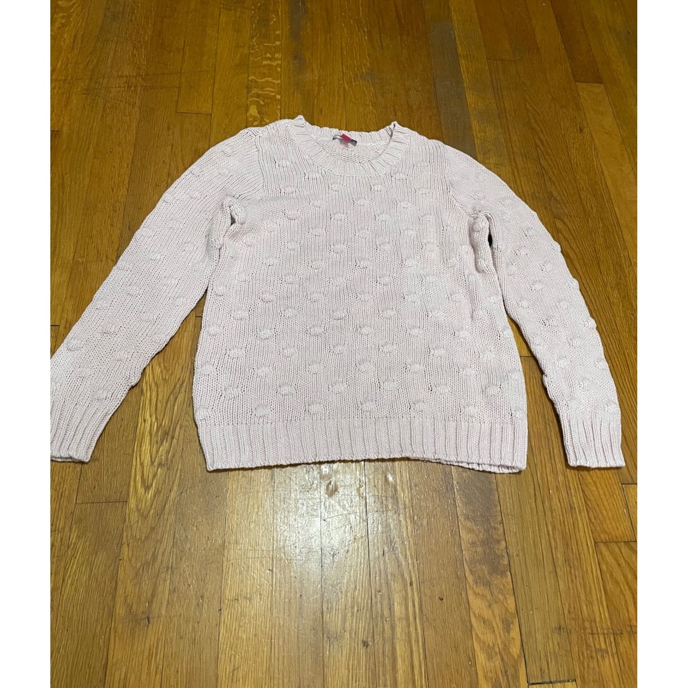 Vince Camuto Pink Cotton Bobble Knit Crew Neck Sweater Womens Medium